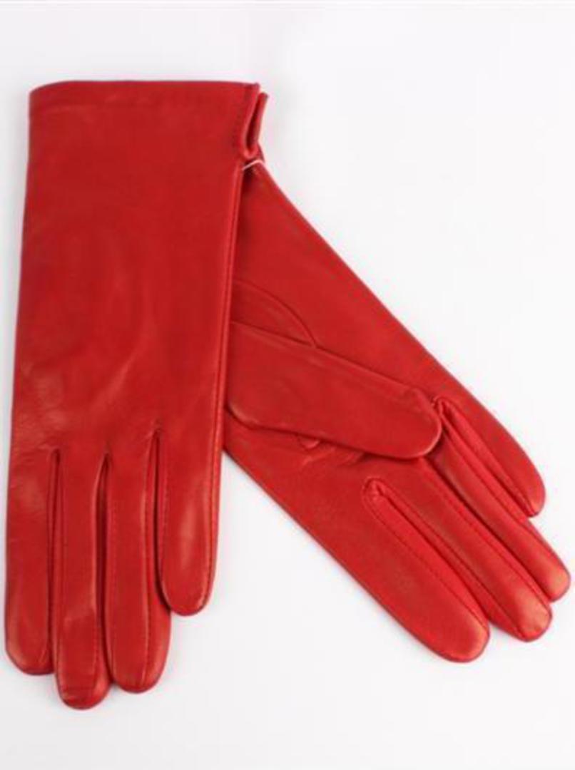 Italian Leather ladies glove with silk lining red Code-S/LL2394S image 0
